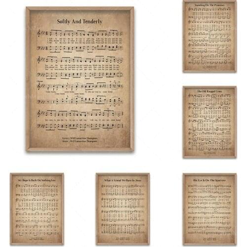 Hymne Vintage Art Mural Impression Bible Feuille De Musique Impression Affiche Murale