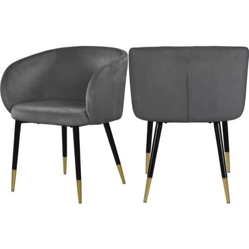 Nordic Restaurant Dining Furniture Modern Style Metal Legs Velvet Upholstered Dining Chairs