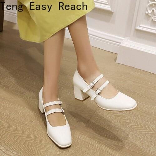New Women Pumps Shoes Fashion Chunky High Heels 5cm Comfortable For Office Career Party Shoes Ladies Large size 34-43