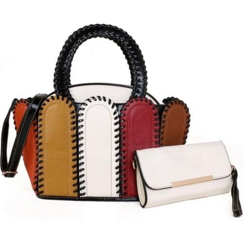 Wholesale Woman Genuine Real Leather Handbag Luxury Famous Handbag Classic Style Ladies Split Joint Handbag Leather Shoulder Bag