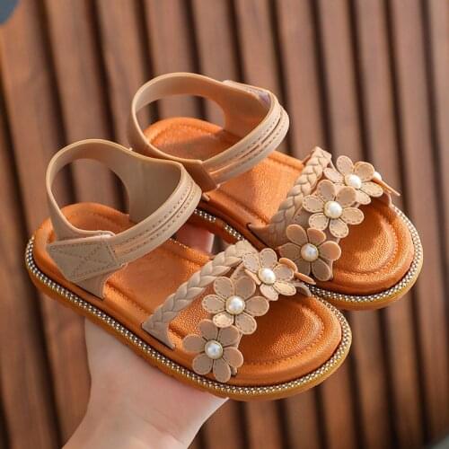 Girls Sandals Flowers Sweet Soft Childrens Beach Shoes Kids Summer Floral Sandals Princess Fashion Cute Baby Girl Shoes