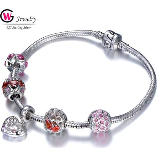 Charm Brand Red Zircon Silver 925 Charms Beads Pendant Fit Bracelets & Necklace Jewelry Making