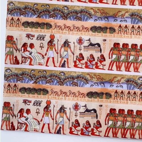Width 145cm Egyptian Mural Hieroglyphics polyester cotton fabric Sewing Material Diy Shirt Dress Clothing Handmade Material