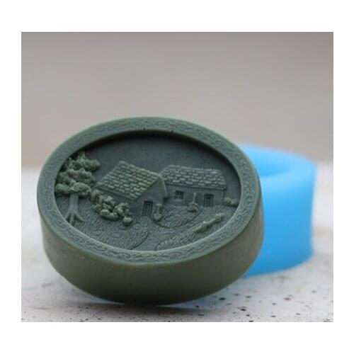 Silicone Mould Oval Christmas House Tree Soap Mold Handmade Soaps Molds Aroma Stone Moulds Silicone Rubber PRZY Eco-friendly 001