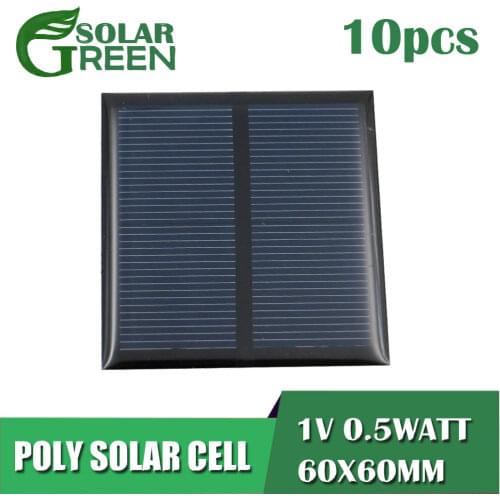 DIY Battery Power Charge 1Vdc 500mA 0.5W Solar Panel Standard Epoxy Polycrystalline Silicon Module Mini Solar Cell toy