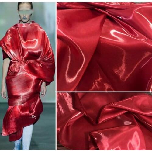 Reflective red super bright crystal high-gloss silk satin designer fabric