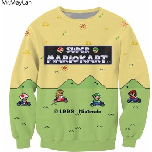 Harajuku Cartoon Super Mario Kart 3D Print Sweatshirts Men/Women Gothic O neck Hoodies Girls Casual Streetwear Kawaii Clothes