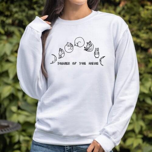 Phases Of The Mewn Sweatshirt Cute Cat Moon Phases Hippie Sweatshirts Funny Cat Mom Gift Pullovers Outfits