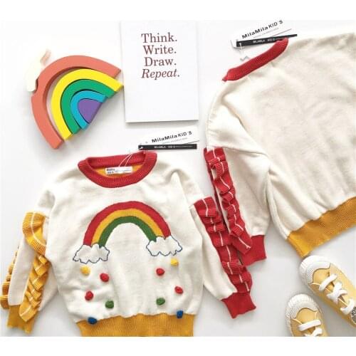 Tonytaobaby Autumn Winter Clothes New Girls' Childrens Clothing Rainbow Sweater Baby Clothes Baby Girl Winter Clothes