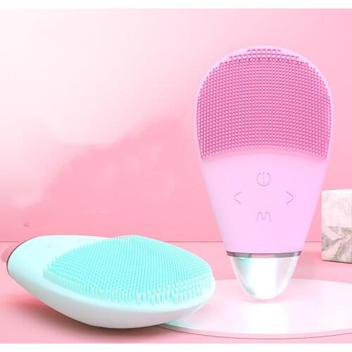 Sonic Facial Cleansing Brush Silicone Electric Face Washing Brush USB Rechargeable Skin Massage Blackhead Remover Cleanser