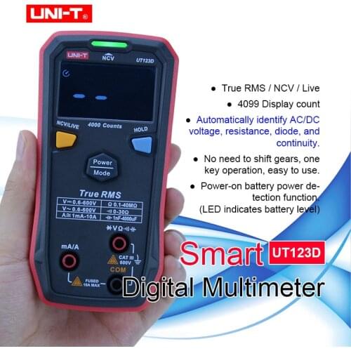 UNI-T UT123D Smart Digital Multimeter AC/DC voltage current Capacitance 4000uF diode Meter NCV/Live wire continunity ohm tester