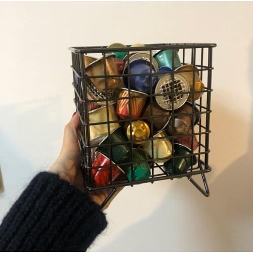 Coffee Capsule Universal Storage Basket Coffee Cup Basket Vintage Coffee Pod Organizer Holder Black for Home Cafe Hotel