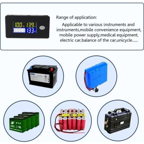 Univerisal Battery Capacity Indicator 12V 24V 36V 48V 60V 72V 10-100V Li-ion Lifepo4 Lead Acid Battery Monitor