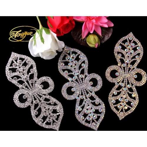 23*10CMHigh Quality Bow Tie Color Crystal Accessories Wedding Formal Dress Applique Sew Decoration Rhinestones Sewing