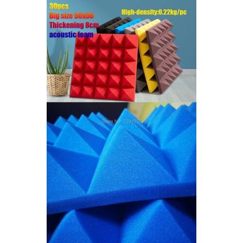EMS Fast Shipping 30pcs Pyramid acoustic foam Thickening 8cm studio foam Sound-absorbing acoustic foam treatment for KTV Cinema