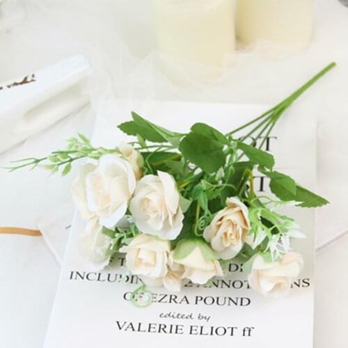 1 Bunch Artificial Flower 5 Head Small Ranunculus Bouquet - Artificial Silk Flowers Bunch With Leaves Drop Shipping