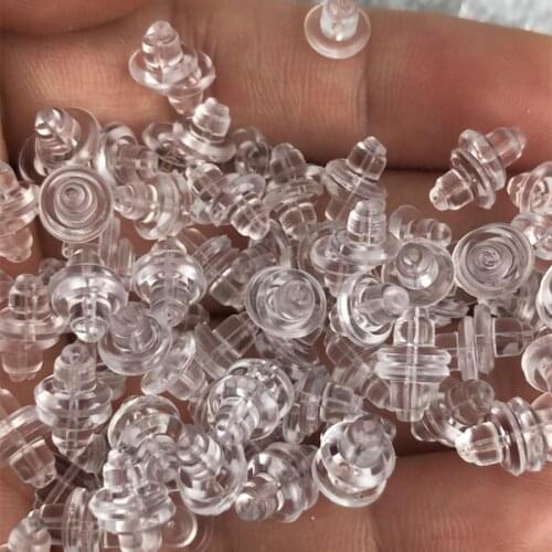 100Pcs/pack Earring Holders Stoppers Soft Nut Silicone Rubber Earplugs Sleeves Earring Hooks Transparent For Jewelry DIY SP