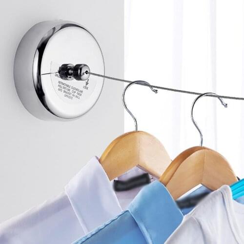 2.8/3.8m Hotel Bathroom Retractable 304 Stainless Steel Wire Clothesline Balcony Invisible Clothesline Folding Clothes Rope