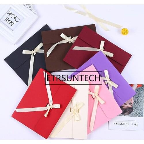 200pcs 24*18*1cm bow Envelope Kraft paper pocket bag Kerchief Handkerchief Silk scarf packing boxes Envelope box 7 colors
