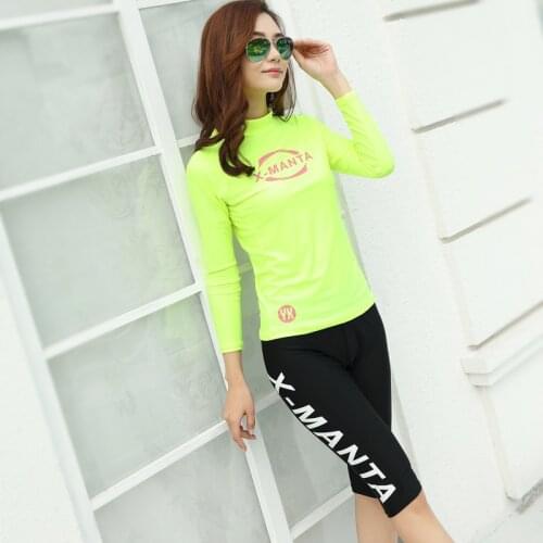 2016 Long Sleeve Womens Letter Diving Surfing Rash Guard Women Slim Sun Protective Swimwear Rashguard Lady Beach Sportswear