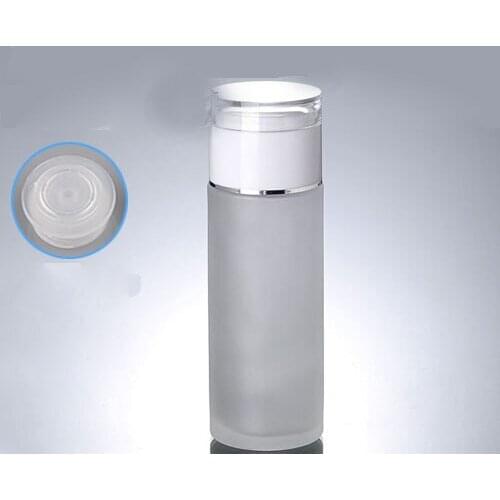 50pcs wholesale 120 ml clear frost glass bottle with white lid ,4 ounce glass lotion bottle ,120ml empty cream lotion Packaging
