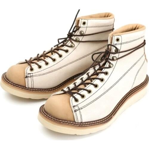 New Handmade Quality Fashion Vintage Men Platform Shoes Autumn Winter Cow Leather Ankle Boots Tooling Round Toe Motorcycle Boots