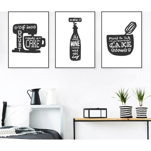 Black and White Kitchen Utensils Canvas Painting Wall Art Nordic Posters and Prints Wall Pictures for Living Room Decoration