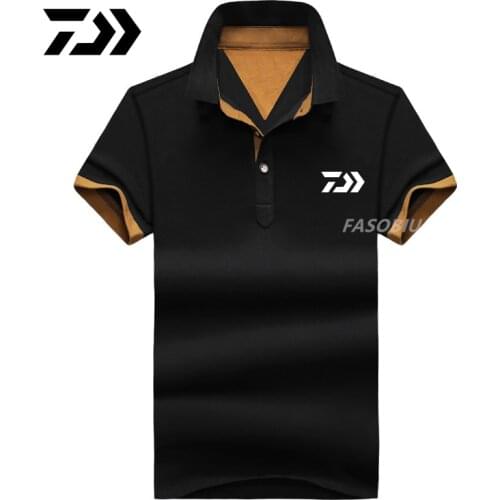 Daiwa Fishing Polo Shirt Men Breathable Cotton Polo Tee Outdoor Sport Men Quick Dry Short Sleeve Fishing Shirt Fishing Clothing