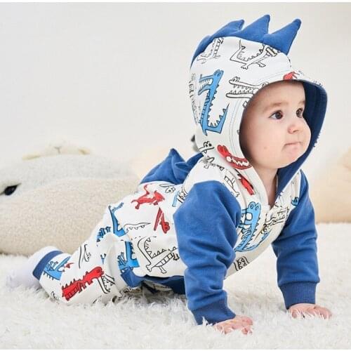 Baby Clothes For Newborn Halloween Modeling Romper Dinosaur Hoodie Climbing Clothes Long-sleeved Pajamas For Boys And Girls 2021