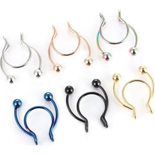 Hip Hop Rock Exaggerated Fashion Medical Stainless Steel False Puncture Nose Clip New Type of Septum Non Perforation