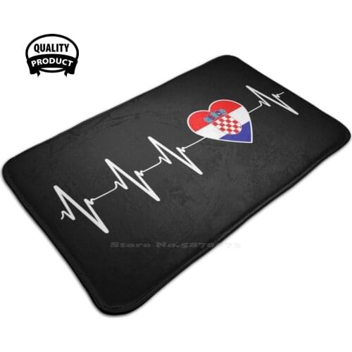 Croatian Heartbeat I Love Croatia Country Flag Heart Family Door Mat Foot Pad Home Rug Croatian Croatian Flag Born In Croatia