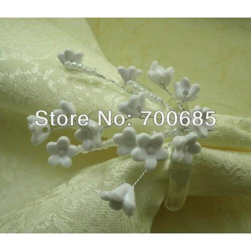 Napkin rings white acrylic flower , napkin holder for wedding