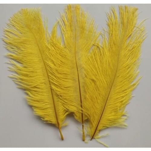 Hot 10pcs High Quality Yellow ostrich feathers 6-8 inches/15-20 cm for Wedding Party Decor Accessories Wedding Decoration