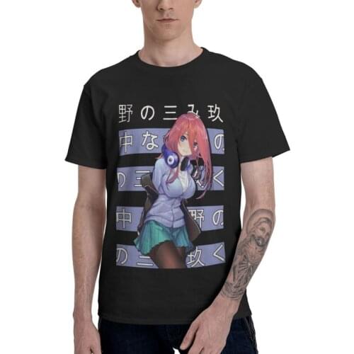Miku Nakano T-Shirts Men Graphic T Shirt Short Sleeve The Quintessential Quintuplets Go Toubun no Hanayome Tshirt Cotton Tee Top