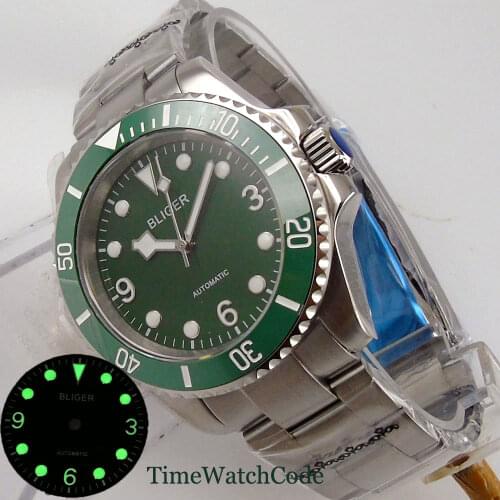 40mm SUB mens watch Mechanical automatic wristwatch Genuine NH35A movement green dial auto jubilee bracelet sapphire glass
