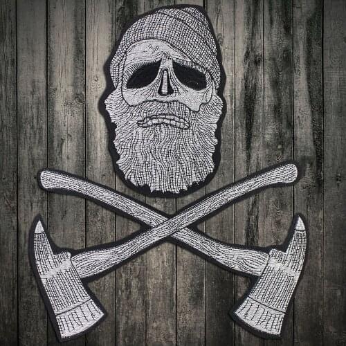 Cowboy the man ax Patch Embroidered for Back Jacket Large Gun Patch Motorcycle Free Rider Badge Iron On MC Embroidery Stickers