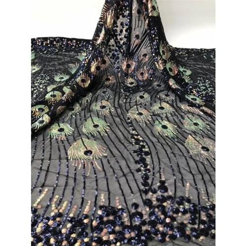 New Nigerian French Lace Fabric Embroidered High 5BZL-72913 Quality African Lace Fabric sequins Lace Fabric