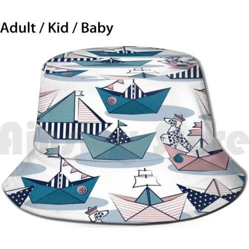 Origami Dog Day At The Lake / / White Background Pink Teal And Blue Origami Sail Boats With Cute Dalmatian Adult Kids Reusable