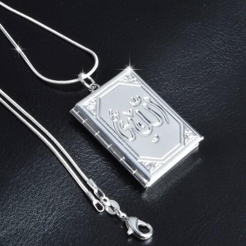 925 Sterling Silver Collar Carve Flower Totem Square Locket Pendant Necklace Can Open Put Photo Personality Necklaces