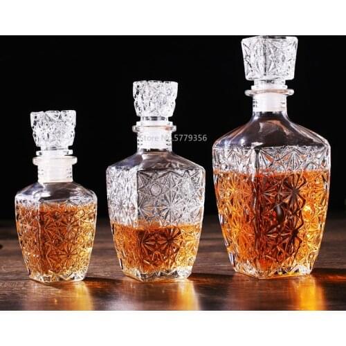 250/500/800ml Optional Crystal Glass Whiskey Liquor Wine Drinks Juice Transparent Bottle Wine Carafe