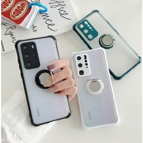 Luxury Ring Holder Stand Case for Huawei P30 P40 Pro Mate 30 Mate40 Slim Mat Transparent Cover for Huawei Y9 Prime 2019 Honor30