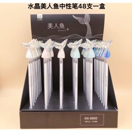 48pcs Writing Pen Black Gel Ink Pens Cartoon Mermaid Pen for writing Cute stationery Kawaii Gift office school supplies 0.5mm