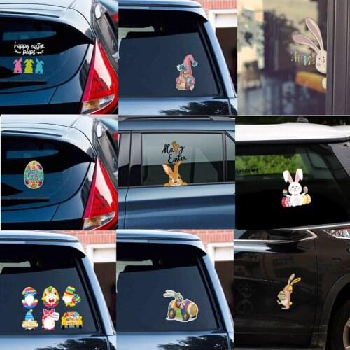 Happy Easter Series Bunny with Egg Colorful Car Stickers and Decals for Car Styling Decoration Body Window Car Bumper Stickers