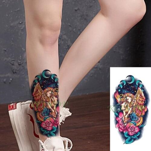 Waterproof Temporary Tattoo Sticker unicorn constellation flower moon planet Fake Tattoo Flash Tattoo for Girl Women Men