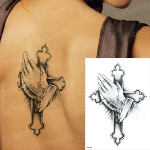 Temporary tattoo cross halloween tattoo water transfer one piece tattoo big body art tatoo back black tatto 3D tattoos sticker