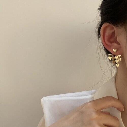 S925 Pendant Love Peach Heart Tassel Fan-Shaped Smart Earrings Female Retro Temperament Earrings Personality Trend