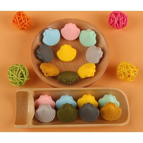 Kovict 10Pcs Little Shell Shape Silicone Beads Baby Molar Teether DIY Pacifier Chain Jewelry Accessories Nursing Toys