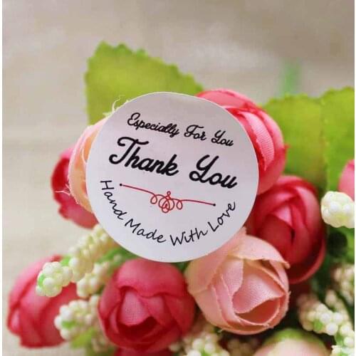 100pcs 2018 new white/kraft Round Thank You paper seal sticker paper adhesive stickers for handmade bakery&gift packaging Label