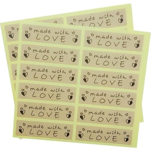 120pcs/lot 'Hand Made With LOVE' Strip DIY Seal Sticker DIY Gift Product Baking Sealing Label Stickers