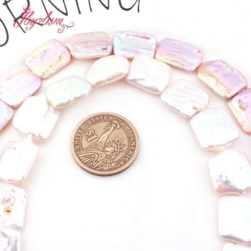 15x18mm Rectangle Freshwater Pearl Beads Natural Stone Loose Beads For DIY Necklace Bracelet Jewelry Making 14.5" Free Shipping